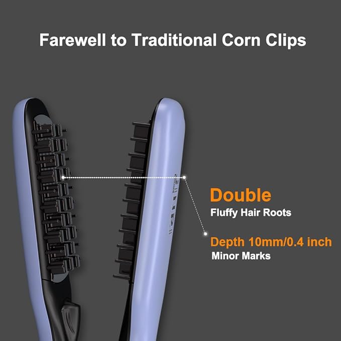 JINRI Hair Iron, Hair Brush, Pumped-Up Volume, Adjustable Temp, 360 ° Tail Rotation, Lasting Volume, for Short Or Thin Hair, Dual Voltage (100-240V), Volumizing Hair Iron, Blue, 1.38 inch