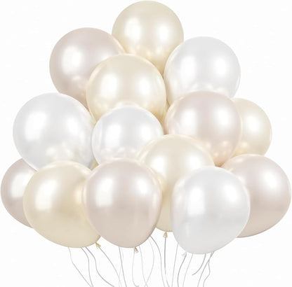 KBZVNAF Pearl White Latex Balloons Kit 60 Pack 12 inch | Pearl Sand White by KBZVNAF