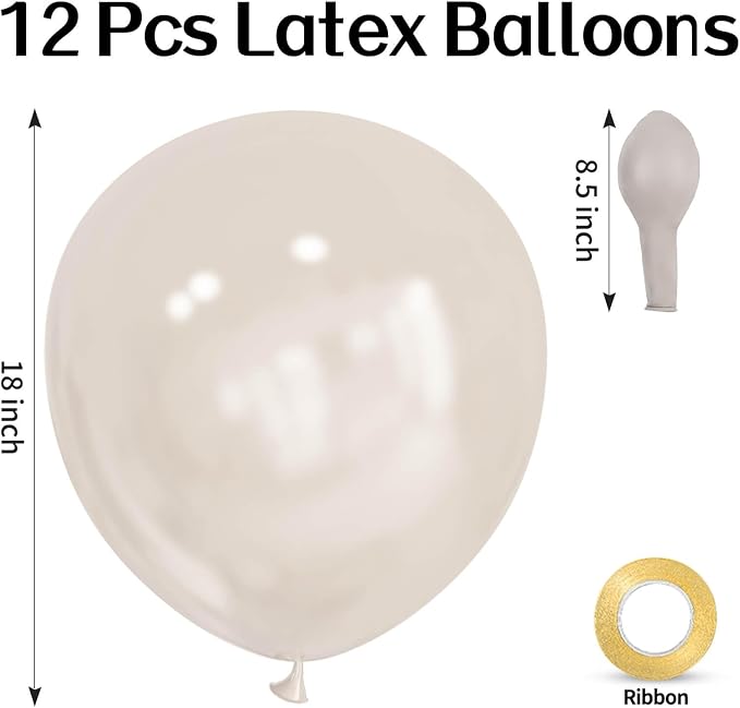 18 Inch White Sand Balloons 12 Pack Big Balloons Thick Latex Sand White Party - Image 2