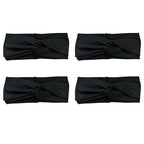 DRESHOW 4 Pack Headbands for Women Yoga Knotted Headbands Elastic Criss Cross Hair Accessories Sports Head Wrap Non Slip Black