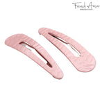 French Amie Clic Clac Large Handmade Celluloid Acetate Set of 2 Snap Hair Clips No Slip Side Slide-in Barrette for Women and Girls (Pearl Pink)