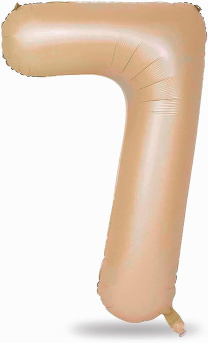 40 Inch Apricot Foil Balloon Number 7, Giant Self Inflating Nude Number by Lingqiang