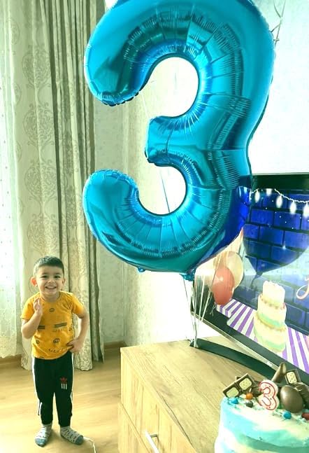 Blue Number 3 Balloon 40 inch, Balloon numbers party supplies, deco photo shoot - Image 6