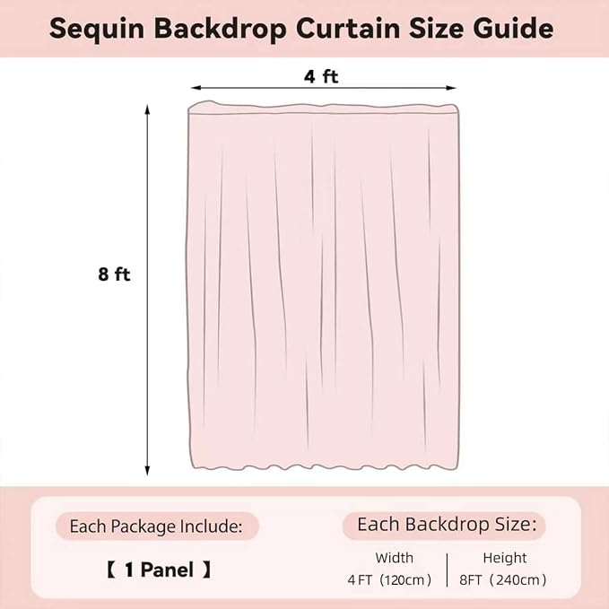 Sugargirl Navy Sequin Backdrop Curtain 4FTx8FT Glitter Navy Background Drapes - Image 6