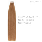 Lacer Tape in Human Hair Extensions Natural Balayage Seamless PU Skin Weft Tape in Hair Extensions Real Human Hair Auburn Blonde Double Side 50g 20pcs/set 18 Inch
