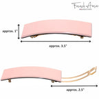 French Amie Fine 1" Wide Rectangular Celluloid Handmade Blush Pink Automatic Hair Barrettes for Women French Hair Clips
