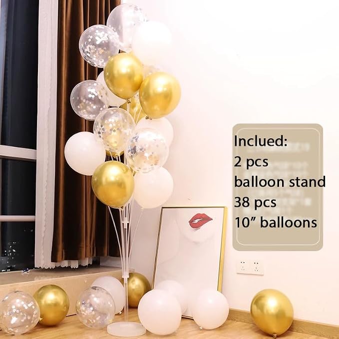 Leesoot 2 Sets 74inch Gold Floor Balloon Column Kit Stand - Image 5