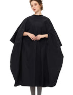 Professional Barber Cape With Armholes - Hands Free All Purpose 64"x56" Large Waterproof Salon Capes for Hair Stylist - Nylon Hair Cutting Cape For Hair Dye, Hair Color,Haircut - Black