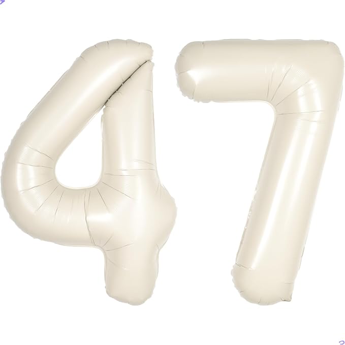 Cream White Number 47 74 Balloon by Unknown