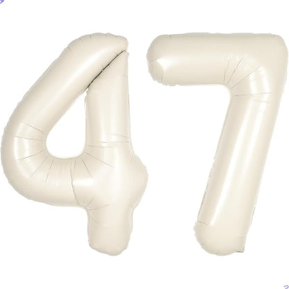 Cream White Number 47 74 Balloon by Unknown