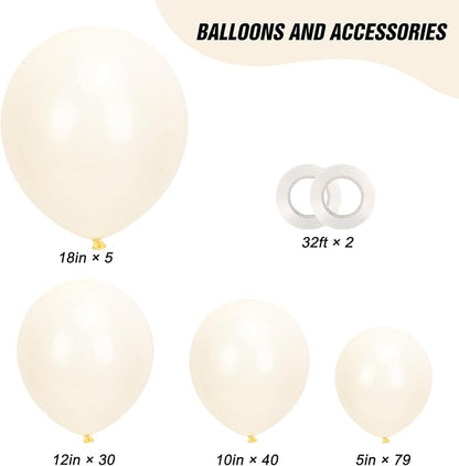 RUBFAC White Cream Balloons Arch Ivory White Wedding Balloon 154pcs | Beige - Image 2