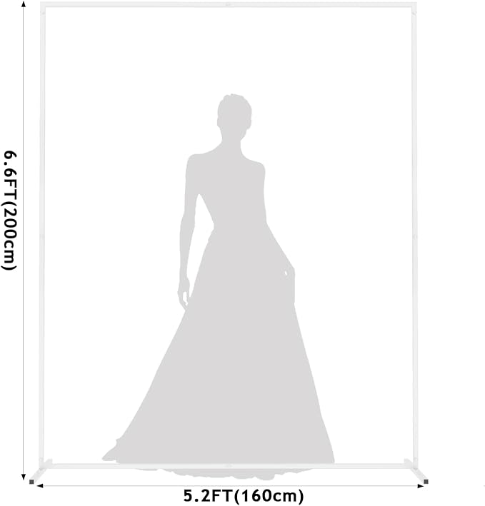 Asee'm 6.6FTx5.2FT White Wedding Arch Backdrop Stand Square Metal | Rectangular - Image 2