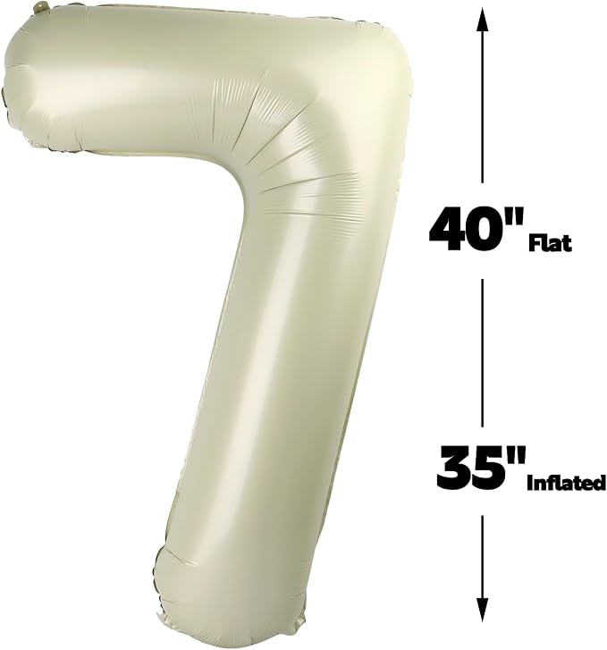Cream White Number 7 Balloon 40 inch, Birthday Party Balloons Decorations | - Image 2
