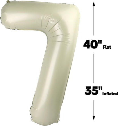 Cream White Number 7 Balloon 40 inch, Birthday Party Balloons Decorations | - Image 2