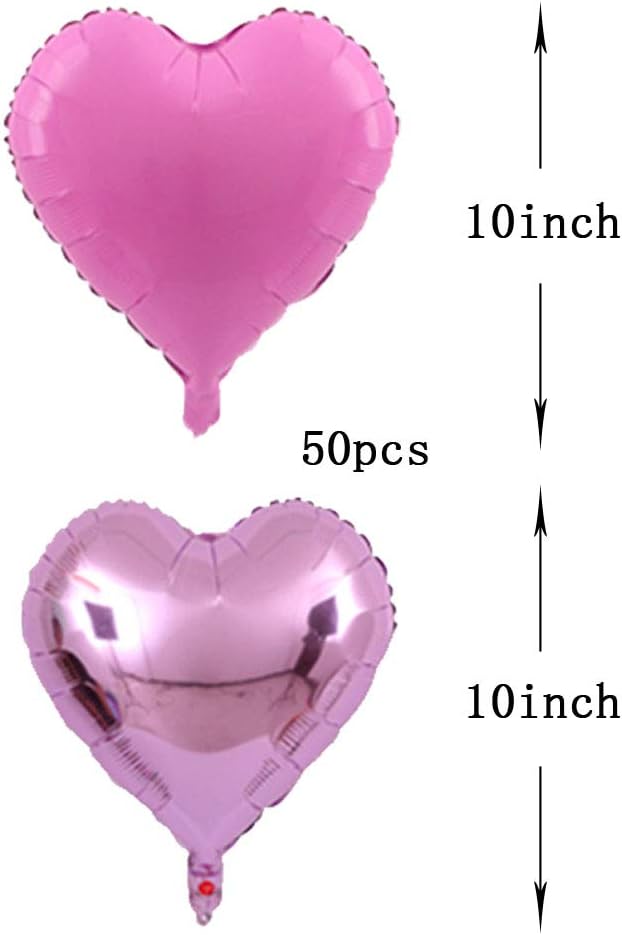50 pcs 10 Inch Multi-colored Heart Foil Balloons | 10" Heart Mylar Balloons - Image 2
