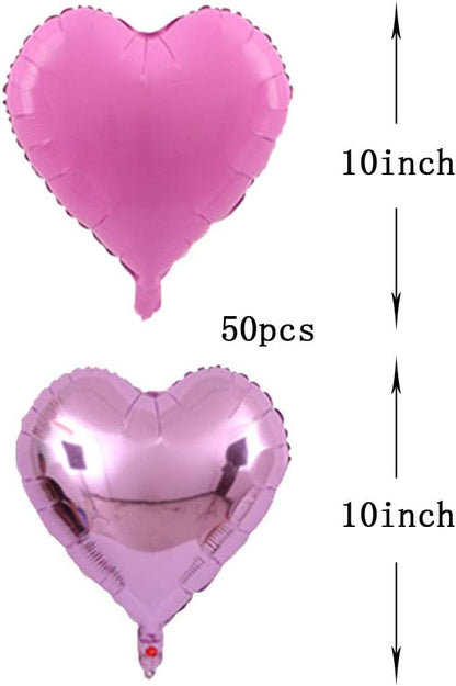 50 pcs 10 Inch Multi-colored Heart Foil Balloons | 10" Heart Mylar Balloons - Image 2