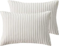 JELLYMONI 100% Natural Cotton Striped King Pillowcases Set, 2 Pack White with Thin Gray Vertical Stripes Pattern Printed Pillow Covers with Envelope Closure (Pillows are not Included)