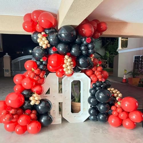YMSZ Red and Black Balloons Arch Kit, Different Size - Image 7