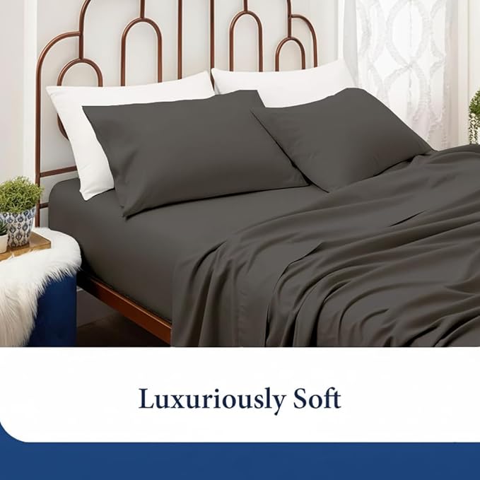 SKY BEDDINGS King Pillowcase Set of 2 - Soft Brushed Microfiber Pillow Cases with Envelope Clouser - Wrinkle-Free, Fade-Resistant Pillow Covers - 20 x 40 Inches, Dark Grey