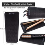 ANGENIL Silicone Heat Resistant Travel Mat Pouch for Titanium Ceramic Flat Iron, Hair Straightener Professional and Curler 2 in 1, Curling Wand, Crimper Hair Iron Tools, Food Grade Silicone, Black