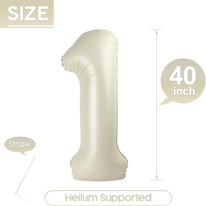 1 Balloon - Cream Birthday Number Balloons, 40 Inch Decorations Men Women | - Image 5