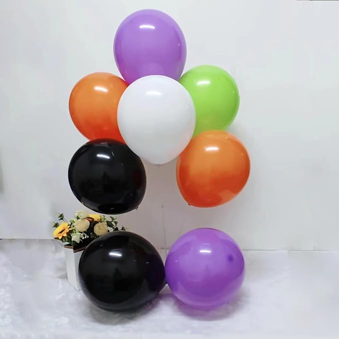 100pcs Halloween Balloons w/Ribbon 12 Inch - Image 2