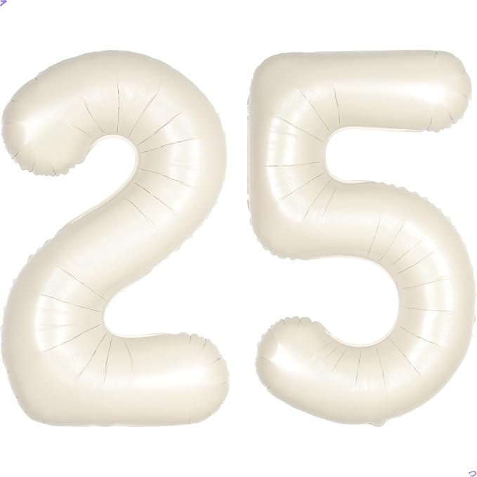 Cream White Number 25 52 Balloon by Unknown