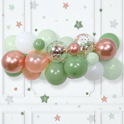 Sage Green Dusty Pink Balloon, 60 Packs 12 Inch Olive Green Retro Pink Balloon - Image 3