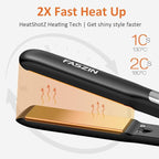 Faszin Professional Hair Straightener, 1.18 inch Ionic Titanium Plate, 20S Fast Heat Up Flat Iron with Clear LED Display, 2 in 1 Straightener and Curler Styling Tool for Straighten Hair (Black)