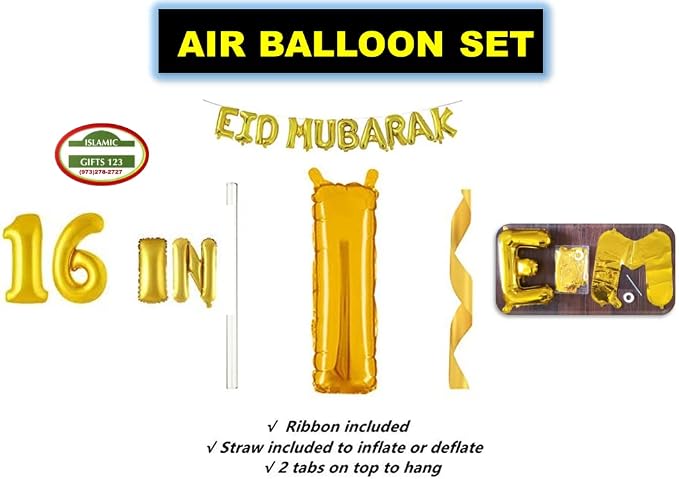 16-Inch Rose Gold Eid Mubarak Foil Balloons - Image 5