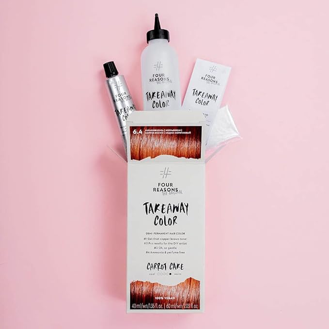 Four Reasons Original Takeaway Color - Chocolate Chip – 4.7 Dark Chocolate Brown - Demi-Permanent Hair Color - Ammonia-Free and Fragrance-Free Hair Dye - 100% Vegan & Cruelty Free