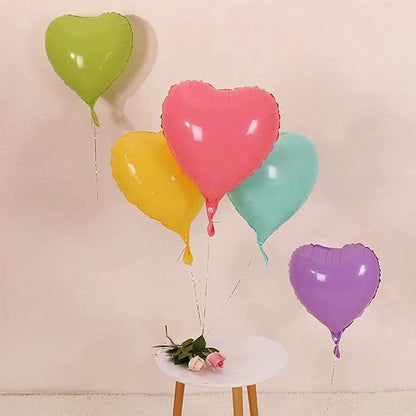 5 Colors Heart Balloons，18 Inch Color of Macaron Foil Mylar Love Heart Shaped - Image 6