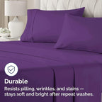 King Pillow Cases Set of 4 - Ultra Soft Hotel Quality Pillowcase Covers - Comfy, Cozy & Wrinkle Free - Shrinkage, Stain and Fade Resistant - Machine Washable Pillow Protectors - 4 Piece Set - Purple