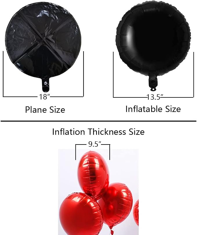 Black Foil Balloon Round Shaped Mylar Helium Balloons Graduation Party Balloons - Image 2