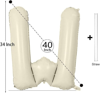 Letter Balloon 40Inch Cream White Big Alphabet Balloons Letter W | Giant Foil - Image 2