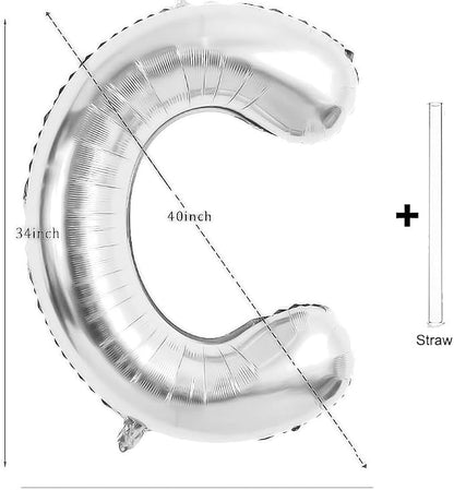 Silver Letter Balloons 40 Inch Large Alphabet Balloon Letter C | Foil Mylar Big - Image 2