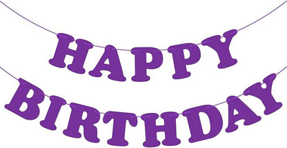 Purple Happy Birthday Banner Sign Birthday Backdrop Party Supplies by Adecortalk