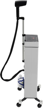 3 In 1 Standing Nano Hair Steamer Heated Micro Mist Spray Negative Ion Blue Light Hair Care Nanoscale Steamer for Deep Conditioning with Removable Nozzle & Wheels, 10 Levels Fog Output, 0.13Gal Tank