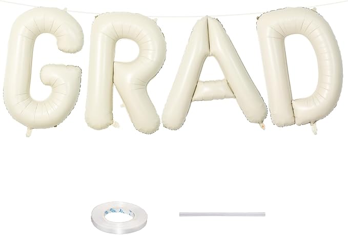 40 Inch Beige GRAD Balloons for Graduation Party Decorations, Large Cream White by Lingqiang