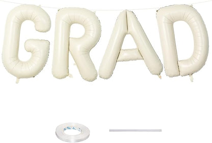 40 Inch Beige GRAD Balloons for Graduation Party Decorations, Large Cream White by Lingqiang