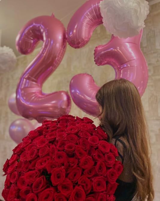 Pink Number 4 Balloon 40 inch, Balloon numbers party supplies, deco photo shoot - Image 5
