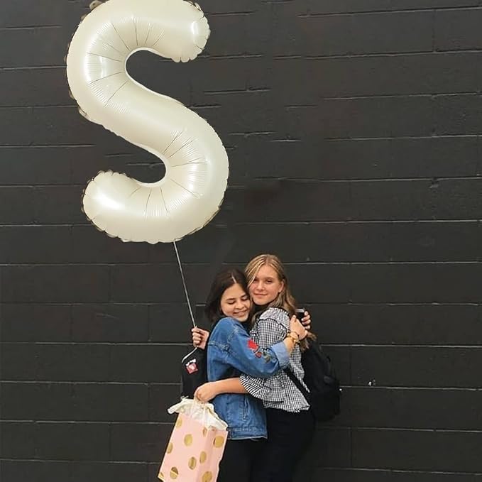 TONIFUL 40 Inch Large Cream White Letter S Balloons Giant Alphabet Letter - Image 5