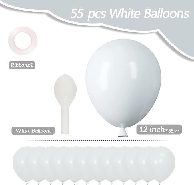 White Latex Balloons, Graduation, Baby Shower, Valentines, Wedding Party - Image 2