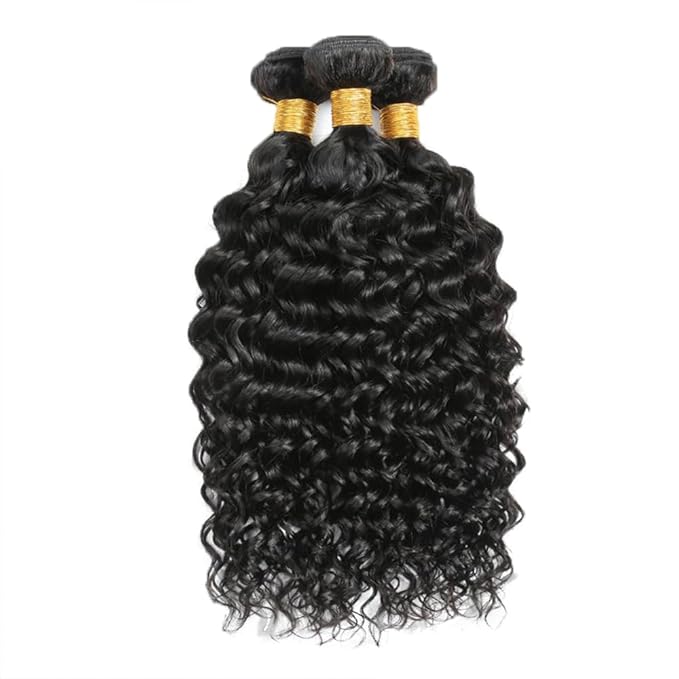 Human Hair Bundles Color 1B Water Wave Bundles 22 24 26 Inch Double Weft Natural Black Wet and Wavy Bundle Niegmeag Peruvian Virgin Soft and Silky Remy Hair Extensions