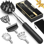 Upgraded Reinforced Telescoping Back Scratcher with 5 Detachable Heads, Larger Scratching Tips, Stocking Stuffer & White Elephant Gifts for for Men Women Adults