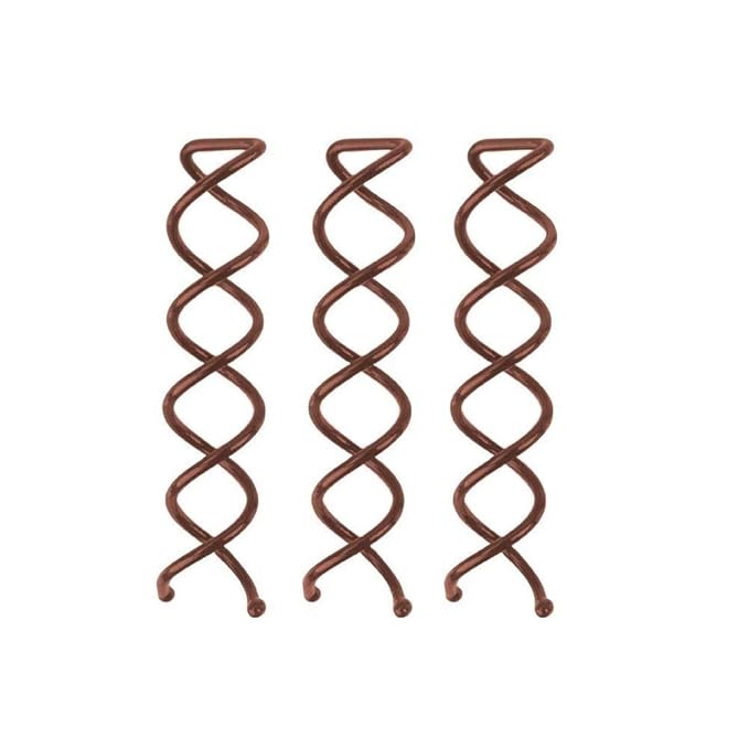 Kitsch Spiral Bobby Pins for Girls and Women - Hair Bun Maker | Rounded Tips, Chip-Resistant Bun Twist Spiral Hair Pins | Secure Hold All-Day | Ideal Gifts for Women - 3Pcs, Brown