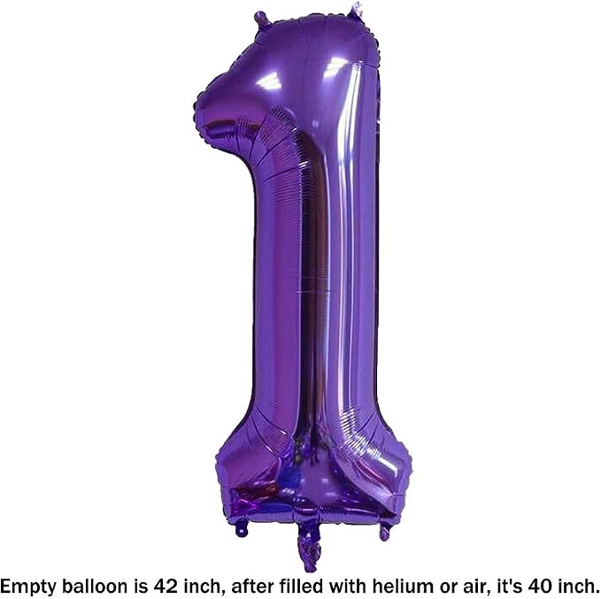 40 Inch Jumbo Purple Number 1 Balloon Giant Balloons Prom Balloons Helium Foil - Image 2