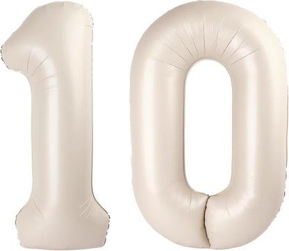 Cream White 40 Inch 10 100 Number Balloons, 10 100 Decorations by Upgesy