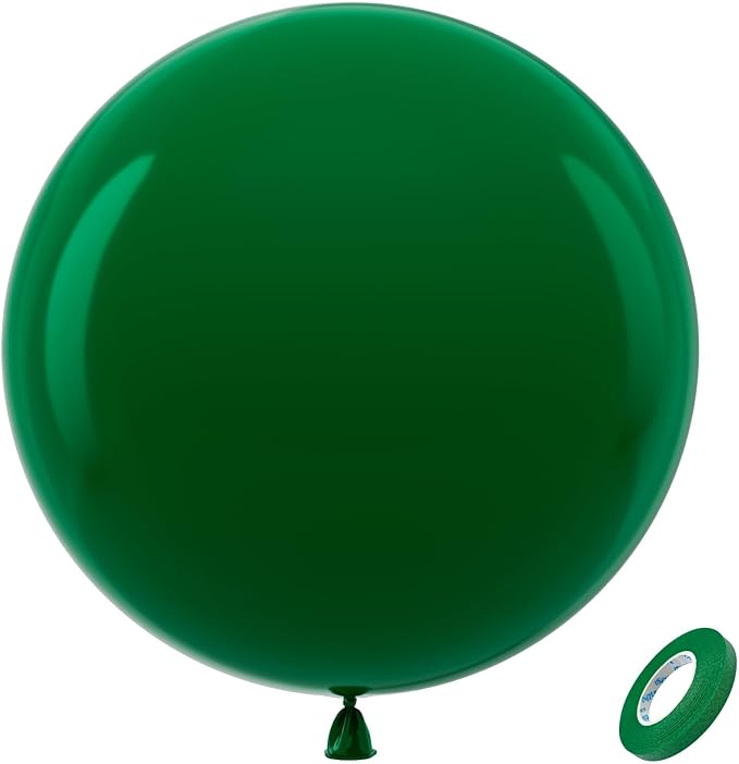 Bezente Dark Green Giant Latex Round Balloons 36 Inch 8 Pack | Emerald Green by Bezente