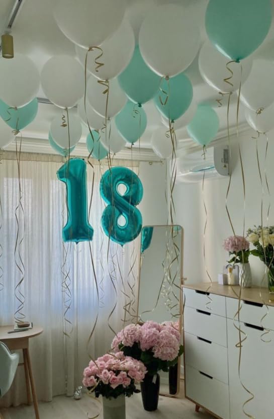 Teal Blue Number 1 Balloon 40 inch, Number 1 Birthday Balloons - Image 4